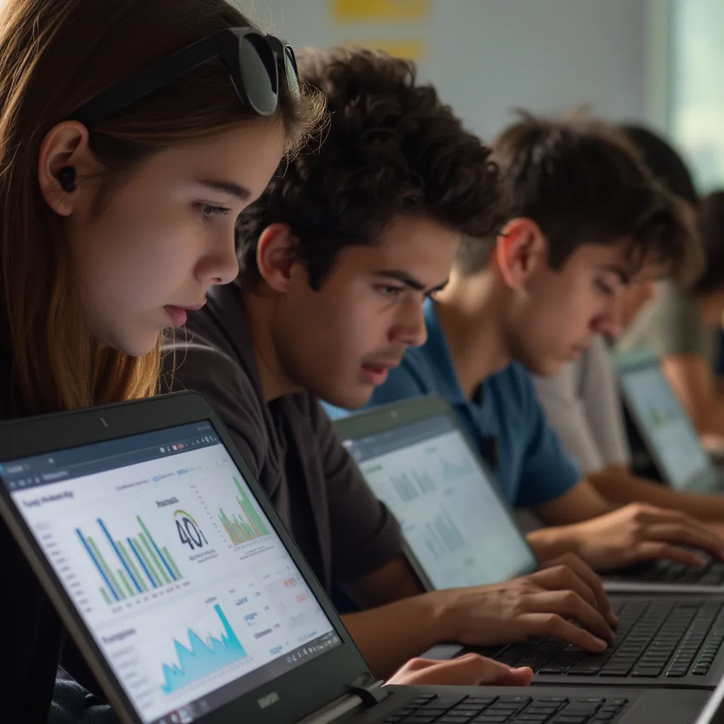 Estudiantes utilizando plataforma online